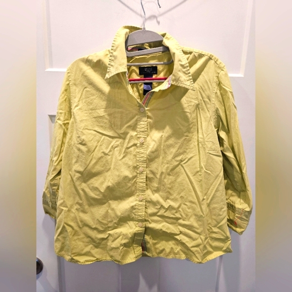 Crazy Horse by Liz Claiborne Women’s Button-Up Shirt Size 10 | Chartreuse Cotton - Picture 1 of 7